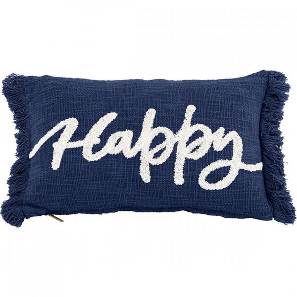 Tiseco Kissen Baumwolle Slub Happy blau 30 x 50 cm