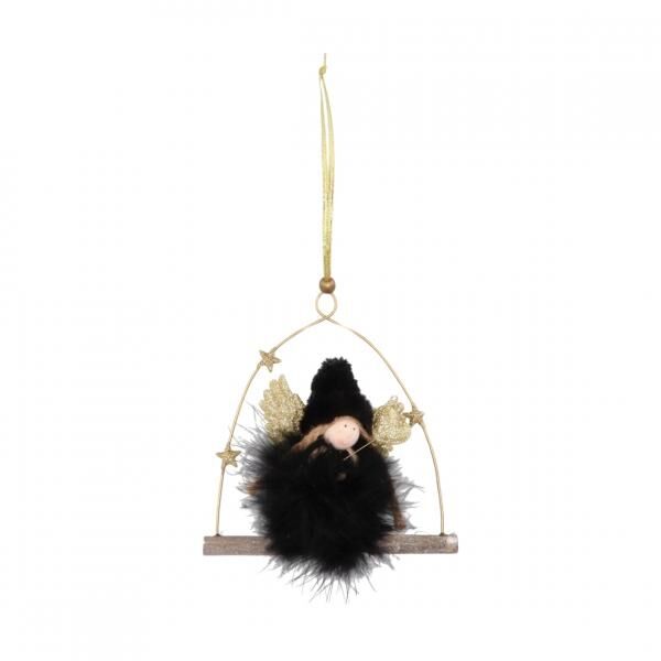 Anhänger Fluffy Angel Schleife schwarz 16 cm