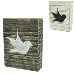 Dekorativer Holzblock Vogel schwarz/weiß 15 cm 2 Stück sortiert