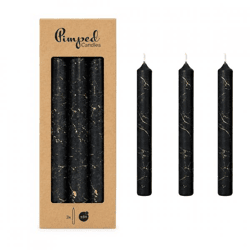 Tafelkerzen Marmor schwarz 2,2 x 20 cm 3er Set