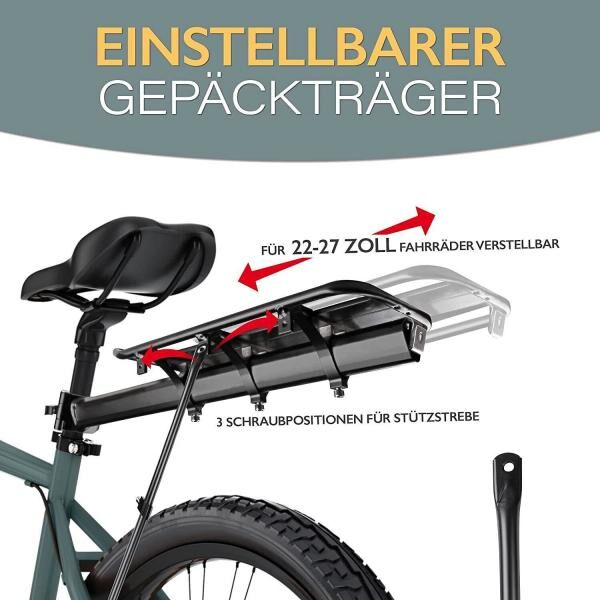 Fahrrad Gepäckträger verstellbar Häckträger für 22-27 Zoll Fahrräder Alu