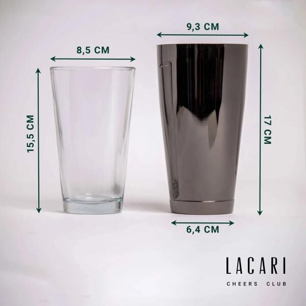 Lacari Boston Shaker Tin-in-Tin Shaker aus Edelstahl und Glas 700ml schwarz NEU