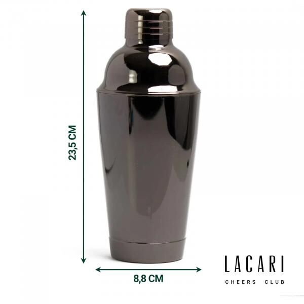 Lacari Cobbler Shaker Standard Cocktail Shaker Edelstahl schwarz 750 ml NEU