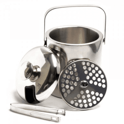 Lacari Eiswürfelbehälter 1,3 L mit Deckel und Zange Modern Edelstahl NEU