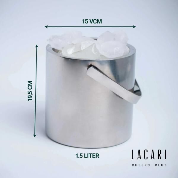 Lacari Eiswürfelbehälter 1,3 L mit Deckel und Zange Modern Edelstahl NEU