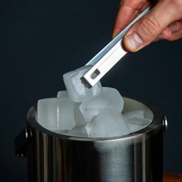 Lacari Eiswürfelbehälter 1,3 L mit Deckel und Zange Modern Edelstahl NEU