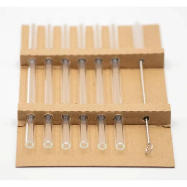 Lacari Glasstrohhalme 6er Set kristallklar transparent Strohhalm Trinkhalme