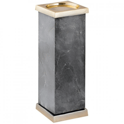 PTMD Kerzenhalter Alanna Marmor schwarz/gold 33,5 cm