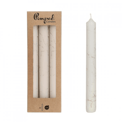 Tafelkerzen Marmor weiß 2,2 x 20 cm 3er Set