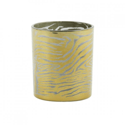 Teelichthalter Zebra grau/gold 10 cm