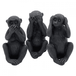 Beeld Apen horen zien zwijgen zwart 12 cm set van 3
