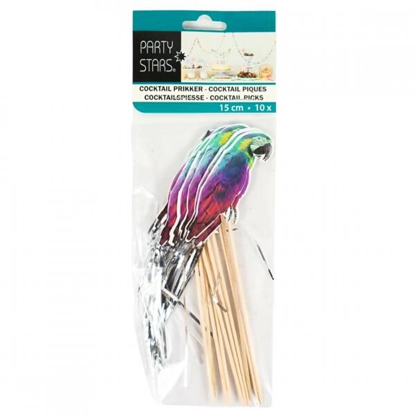 Cocktailstäbchen Papagei 15 cm Satz von 10