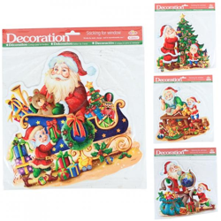Fensteraufkleber Weihnachtsmann 30 cm 4 Stück sortiert