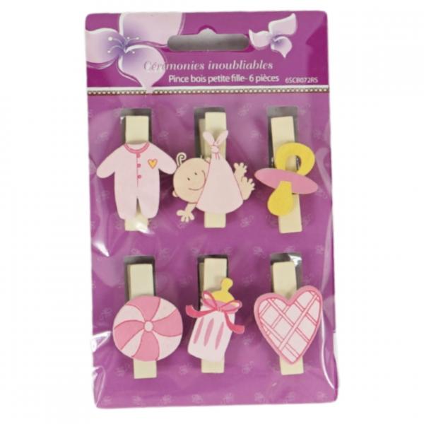 Holzpflöcke baby rosa 4 sortiert 6er Set