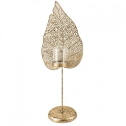 J-Line Teelichthalter Leaf gold 50 cm