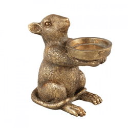 PTMD Teelichthalter Miro Maus goldfarbig 13,5 cm