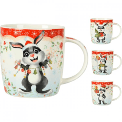 Becher Weihnachtskaninchen 370 ml 4 Stück sortiert