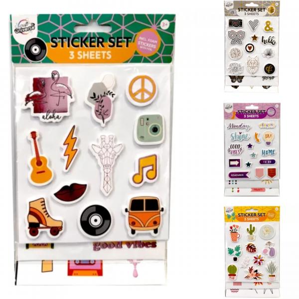 Craft Universe Schaumstoffaufkleber 4 sortiert 3er-Set
