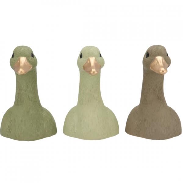 Statue Duck Head green 16 cm 3 assorted