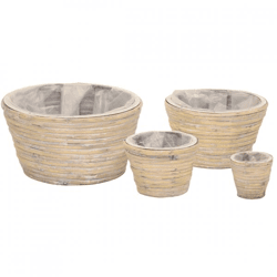 Blumentopf Miguel Rattan grau 28 cm Satz von 4