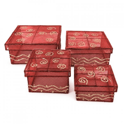 Dekotablett mit Deckel bordeaux 20 cm 4er Set