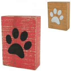 Dekorativer Holzblock Hundebein rot/orange 15 cm 2 sortiert
