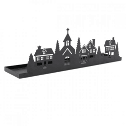 Spetebo Tablett Weihnachten Skyline Metall schwarz 35 cm