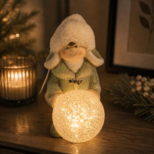 Tafellamp kerst kind LED op batterij 19 cm