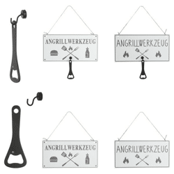 Blechschild Angrillwerkzeug mit Flaschenöffner,2/s,28x14cm