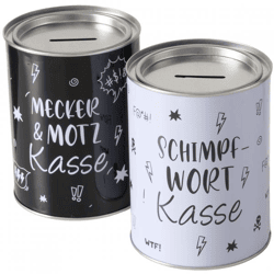 Boltze Haushaltsspardose Meckerkasse 13,5 cm 2 Stück sortiert