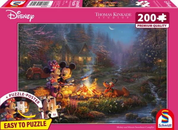 Disney Mickey and Minnie - Sweatheart Campfire - 200 Teile Puzzle - Thomas Kinkade Collection