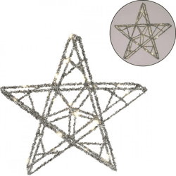Weihnachtsstern LED auf Batterie silber 40 cm
