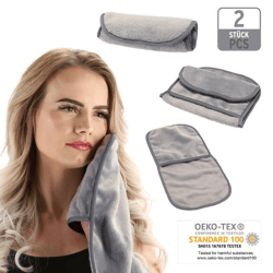 Make-up remover wipe, microfiber, set of 2, dark gray
