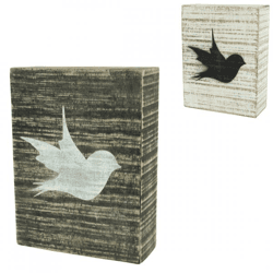 Dekorativer Holzblock Vogel schwarz/weiß 15 cm 2 Stück sortiert