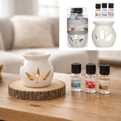 Fragrance oil set with fragrance lamp, 4 pcs.