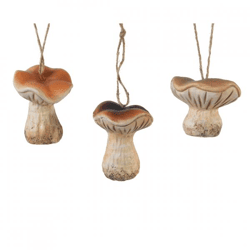 Pendant mushroom terracotta 8 cm 3 assorted