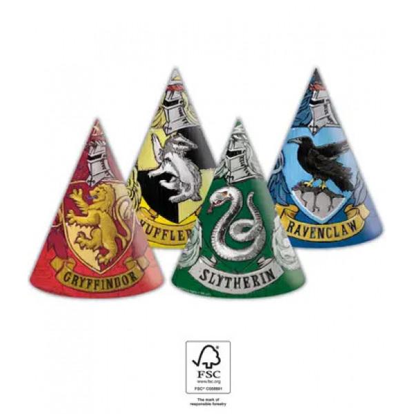 Harry Potter Hogwarts - 6 Partyh&uuml;te - 4-fach sortiert