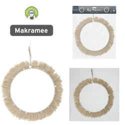LED ring macramé for hanging, 20LED, approx.25cmD