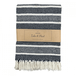 Take a Plaid 55 recycelte Baumwolle schwarz 130 x 180 cm