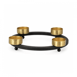 Teelichthalter Ariana schwarz/gold 23 cm