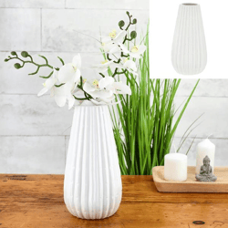 Vase, ceramic, white, conical, design 1, large, approx. 24cmH