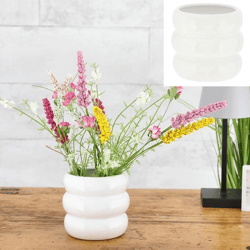 Vase, ceramic, white, rings, S, approx. 10cmH