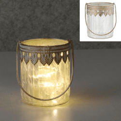 Windlicht Oriental, gefrostet, gerade, klein, ca.11cmH