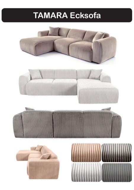 Möbelpaket zum Superpreis Ecksofa Tamara verschiedene Farben