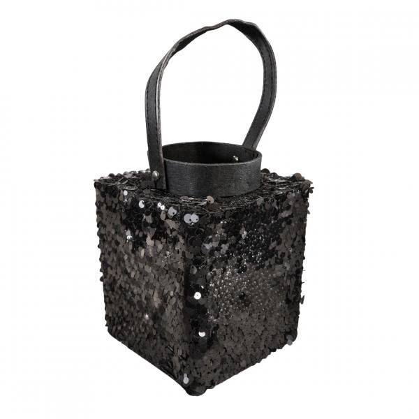 Windlicht Lofty Glam Square schwarz 22 cm