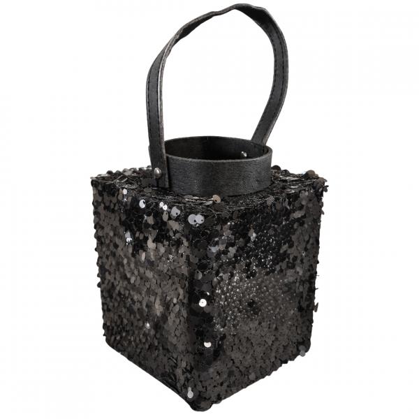 Windlicht Lofty Glam Square schwarz 27 cm