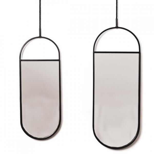 Housevitamin Wandspiegel Metall schwarz 60 cm 2er Set