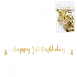 Amscan letter garland Happy 1st Birthday gold 1.8 m