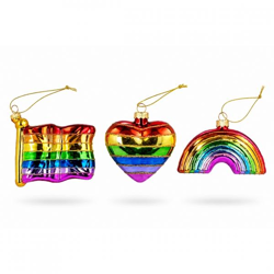 Christmas ball glass Let Love Rule 10 cm set of 3