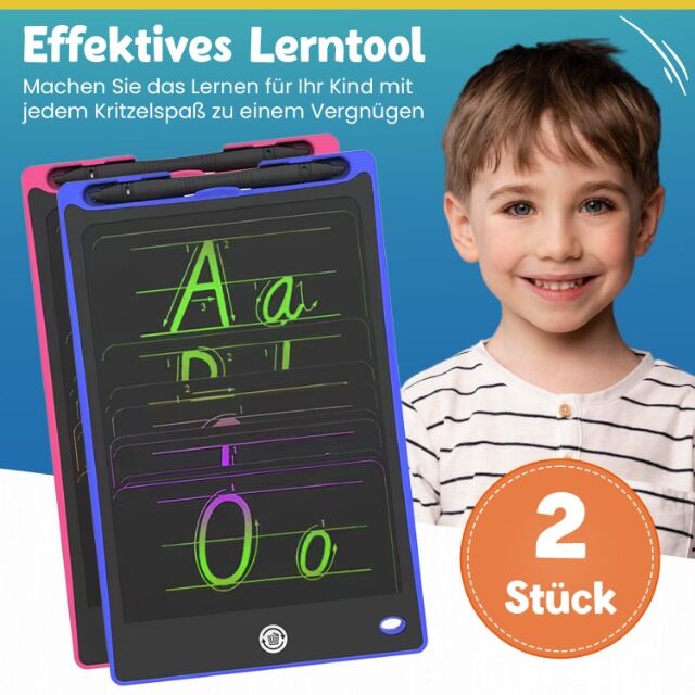 1.300x LCD-Schreibtafel für Kinder – 2er Pack (8,5 Zoll) – Neuware OVP